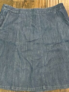 Vintage Women SZ 18 L.L. Bean Classic Fit paneled denim A-line knee-length skirt